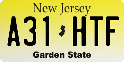 NJ license plate A31HTF