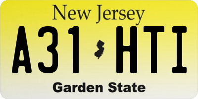 NJ license plate A31HTI