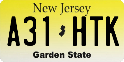 NJ license plate A31HTK