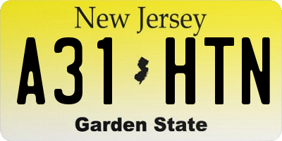 NJ license plate A31HTN