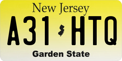 NJ license plate A31HTQ