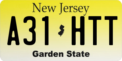 NJ license plate A31HTT