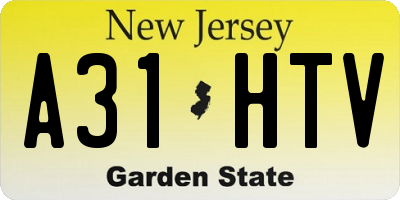 NJ license plate A31HTV