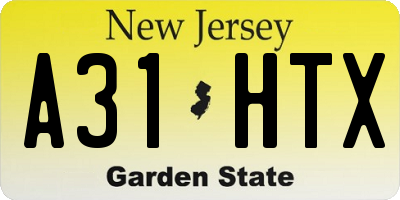 NJ license plate A31HTX