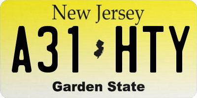 NJ license plate A31HTY