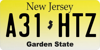 NJ license plate A31HTZ