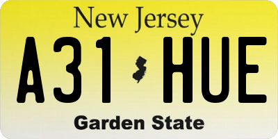 NJ license plate A31HUE