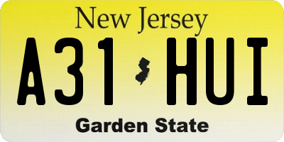 NJ license plate A31HUI