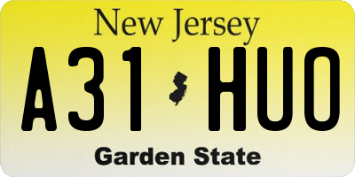 NJ license plate A31HUO