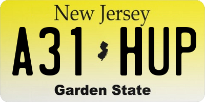 NJ license plate A31HUP