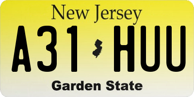 NJ license plate A31HUU