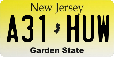 NJ license plate A31HUW
