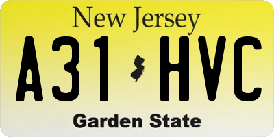 NJ license plate A31HVC