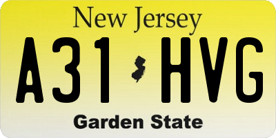 NJ license plate A31HVG