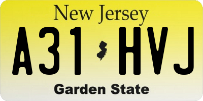 NJ license plate A31HVJ