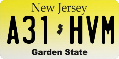 NJ license plate A31HVM