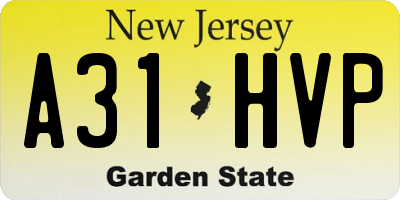 NJ license plate A31HVP