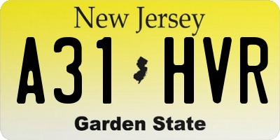 NJ license plate A31HVR