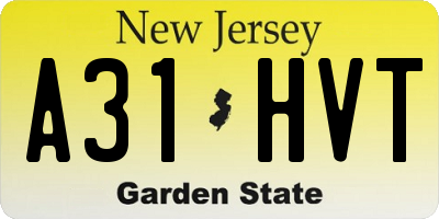 NJ license plate A31HVT