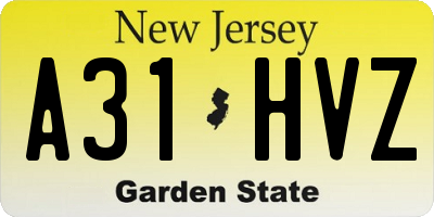 NJ license plate A31HVZ