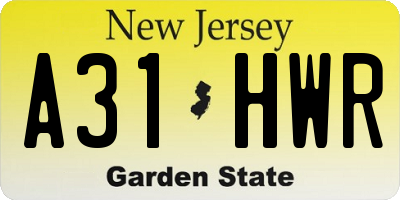 NJ license plate A31HWR