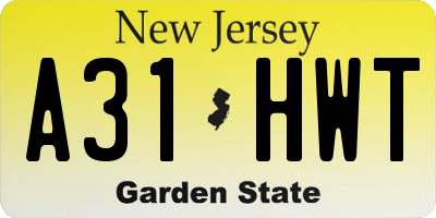 NJ license plate A31HWT