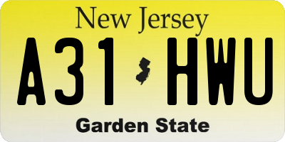 NJ license plate A31HWU