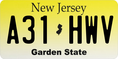 NJ license plate A31HWV