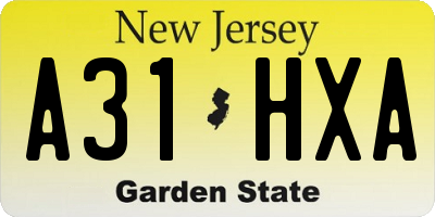 NJ license plate A31HXA