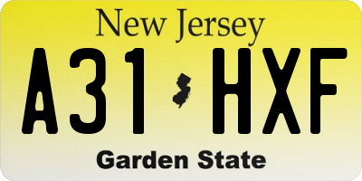 NJ license plate A31HXF
