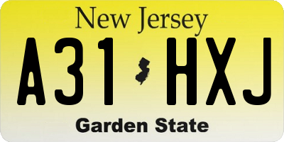 NJ license plate A31HXJ