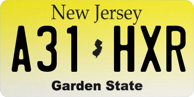 NJ license plate A31HXR