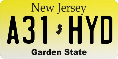 NJ license plate A31HYD