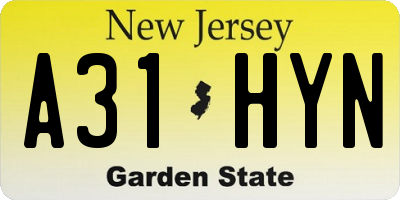 NJ license plate A31HYN