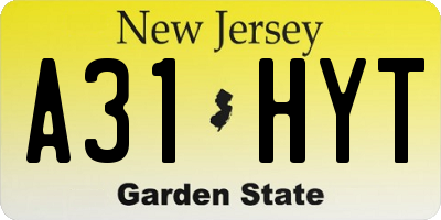 NJ license plate A31HYT