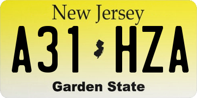 NJ license plate A31HZA