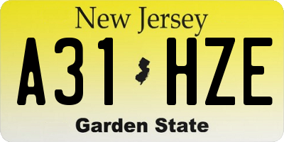 NJ license plate A31HZE