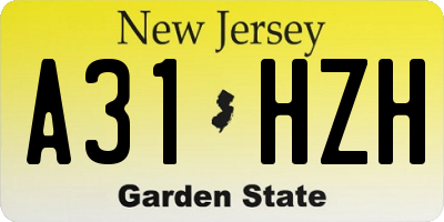 NJ license plate A31HZH