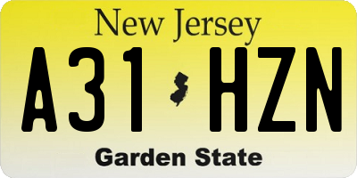 NJ license plate A31HZN