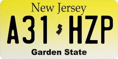 NJ license plate A31HZP