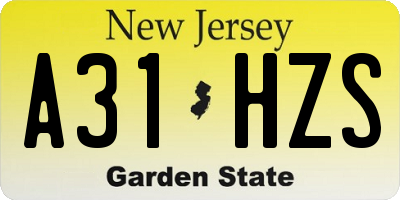 NJ license plate A31HZS