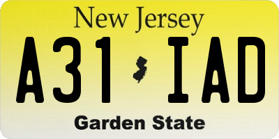 NJ license plate A31IAD