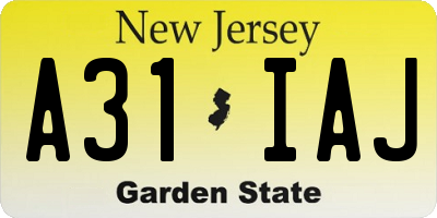 NJ license plate A31IAJ