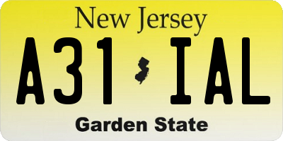 NJ license plate A31IAL