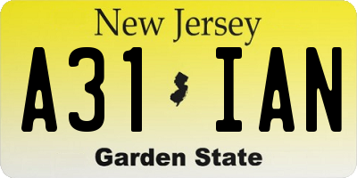 NJ license plate A31IAN