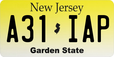 NJ license plate A31IAP