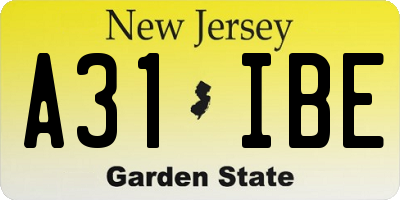 NJ license plate A31IBE