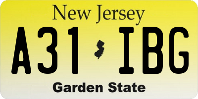 NJ license plate A31IBG