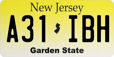 NJ license plate A31IBH