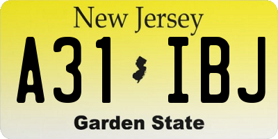 NJ license plate A31IBJ